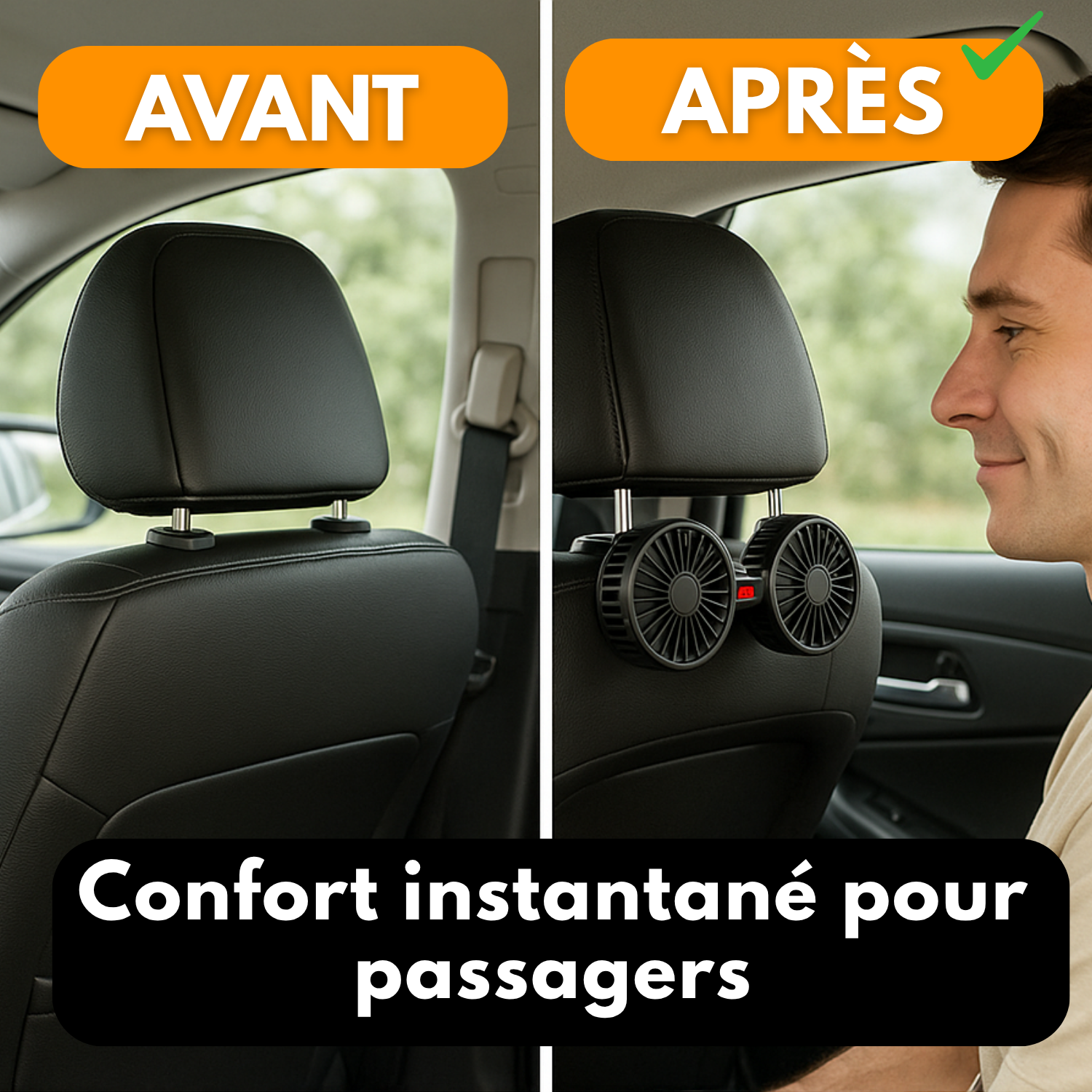 Ventilateur de voiture 360° double tête | Refroidisseur | Accessoire auto