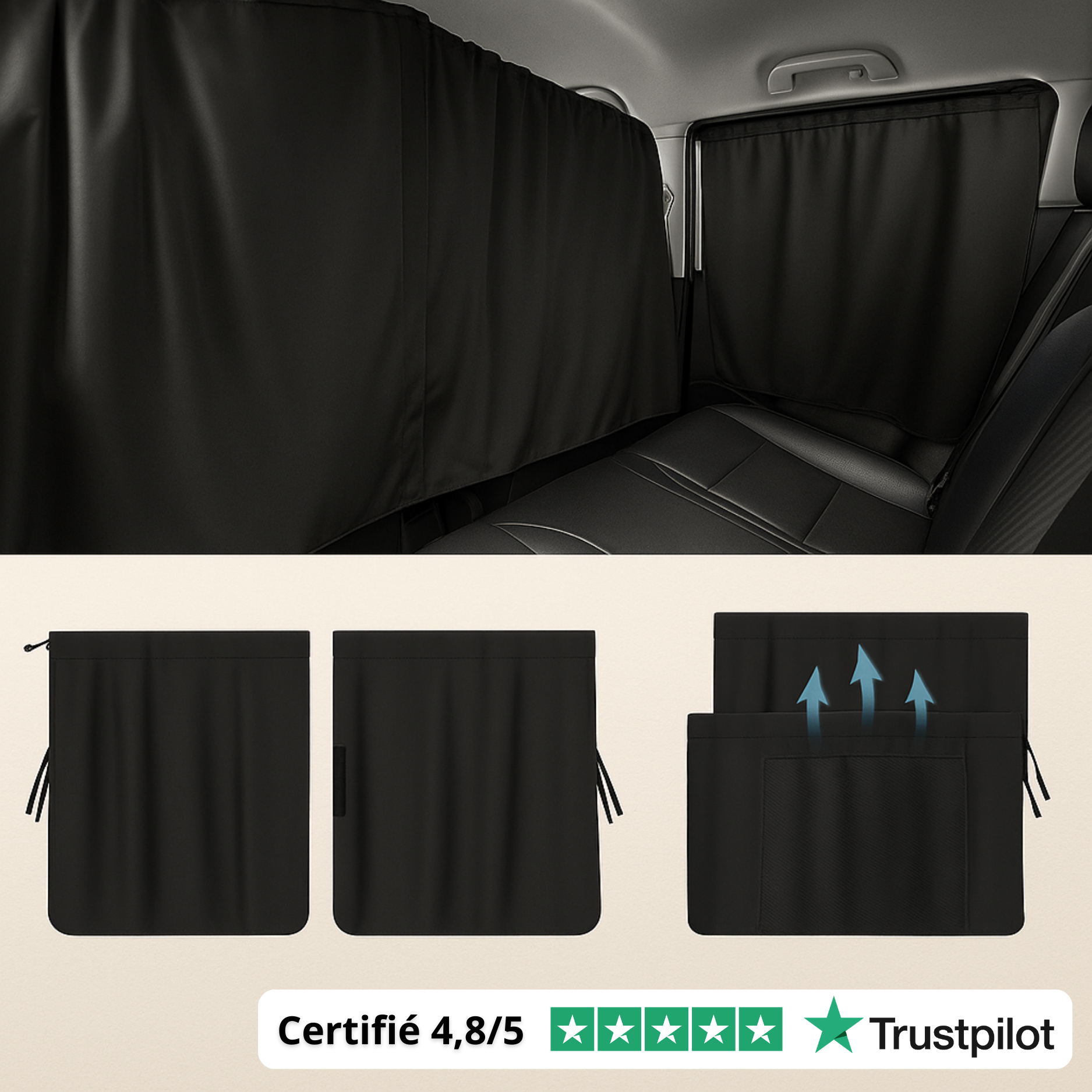 Rideaux de Confidentialité Voiture 4 Pièces
