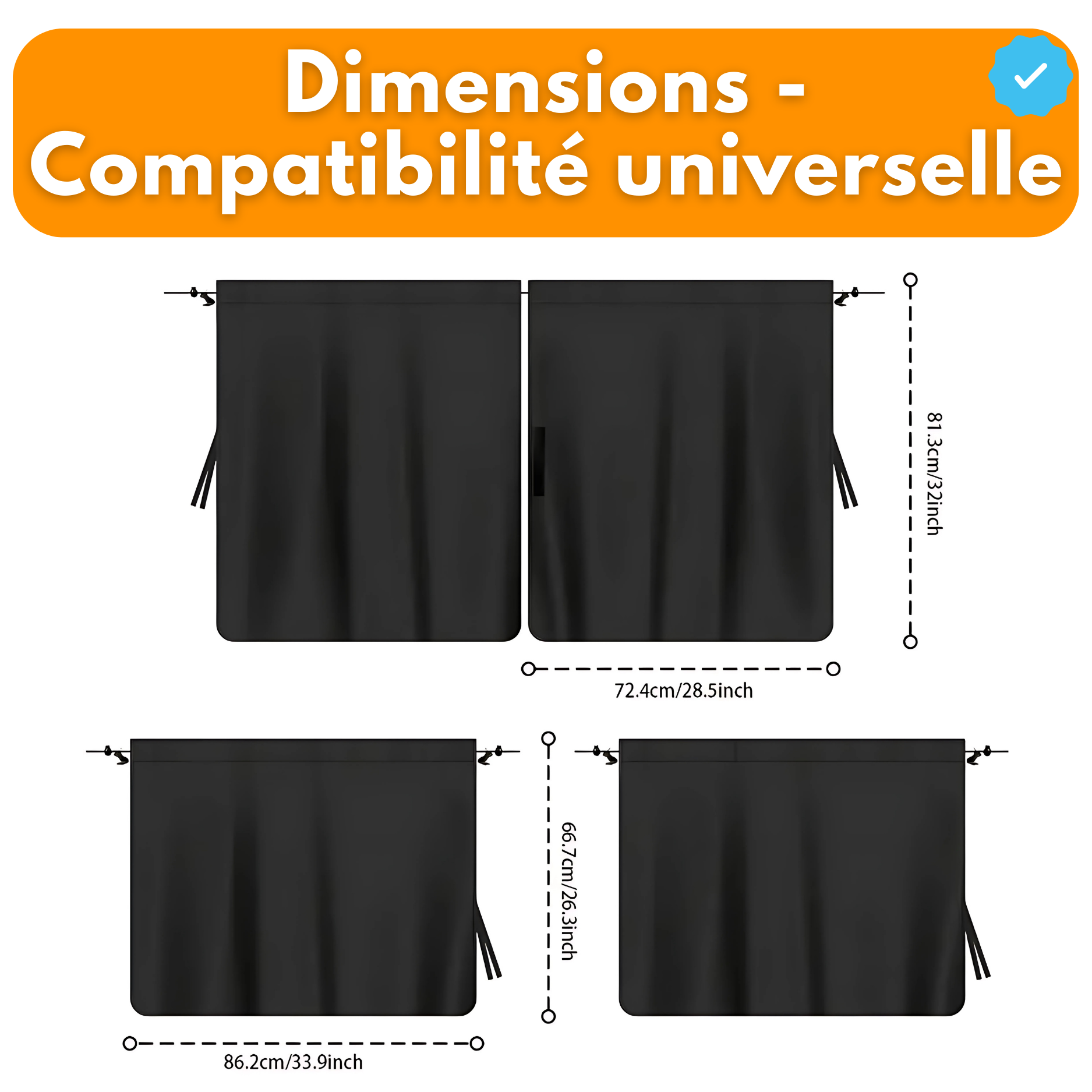 Rideaux de Confidentialité Voiture 4 Pièces