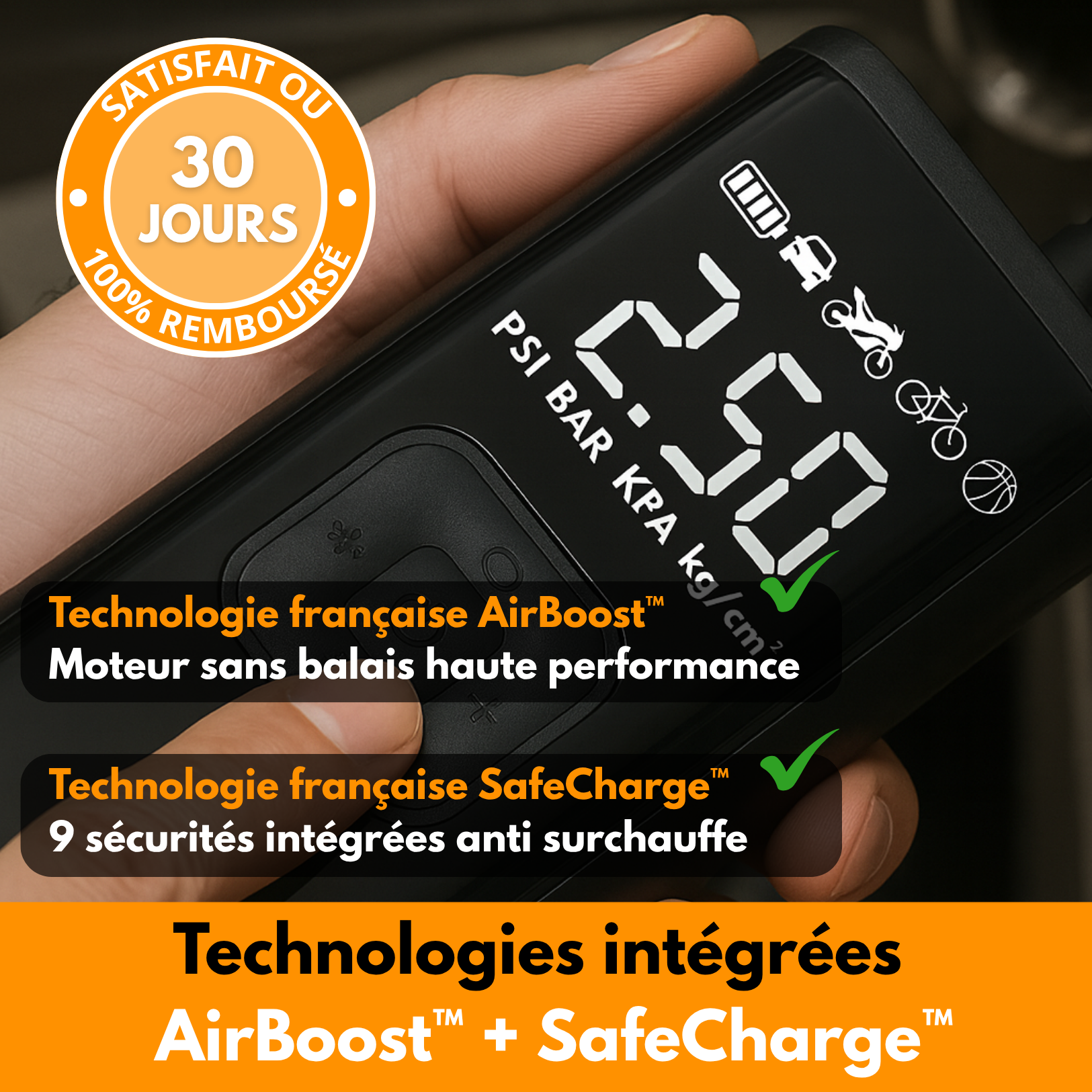 C17 PRO | Compresseur d'Air Portable Puissant – Compact, Léger et Rechargeable