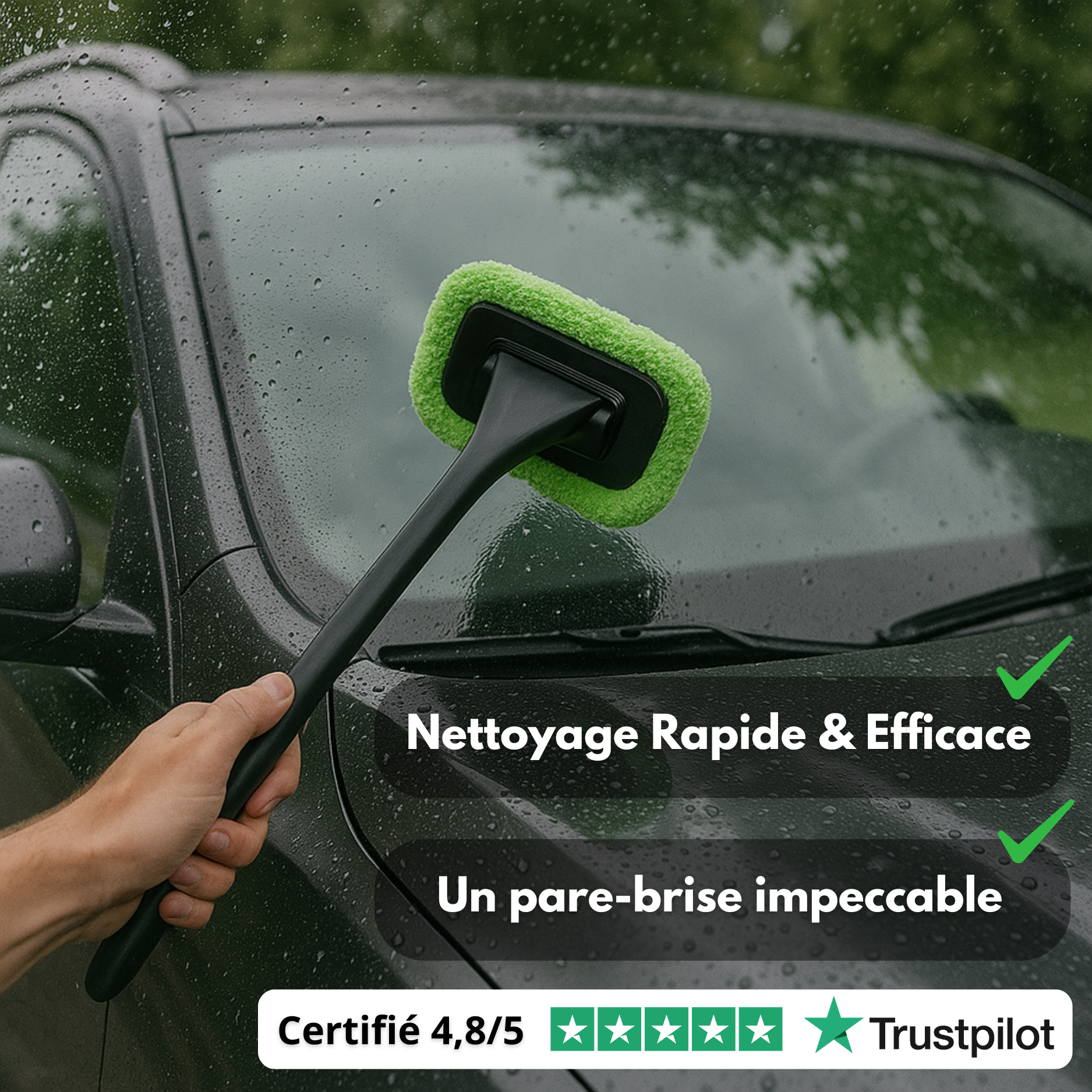 Brosse Nettoyage Pare-Brise Voiture – Microfibre & Manche Long