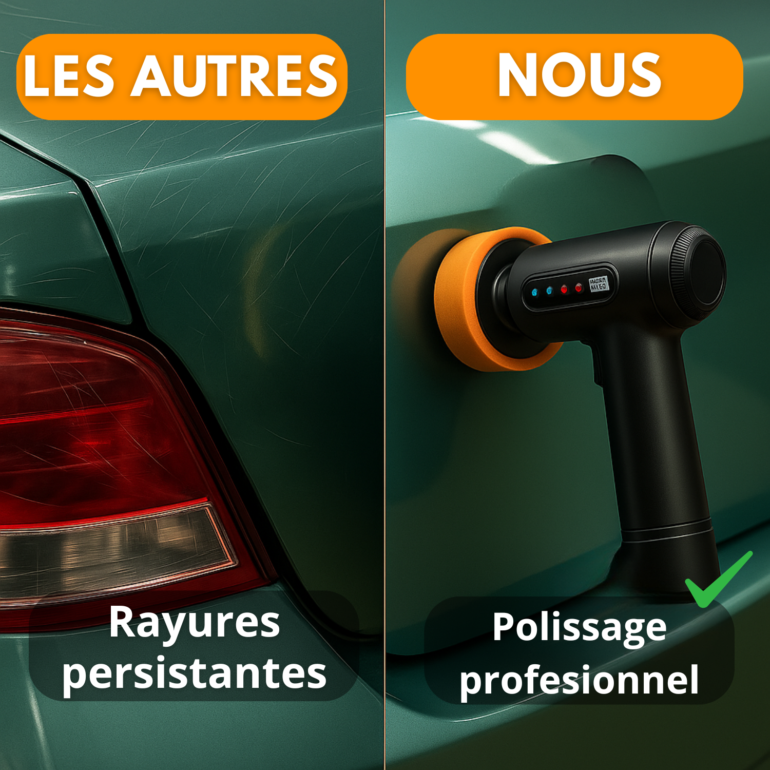 Polisseuse de voiture sans fil 84W | Machine à cirer et polir multi-surfaces | 20000 tr/min | Batterie 2000 mAh | Accessoires inclus