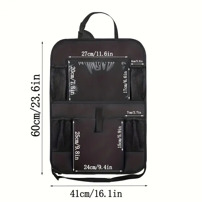 Organisateur de Siège Arrière Voiture (Lot de 2) – Rangement Multi-Poches, Protection Dossier et Repose-Pieds – Noire